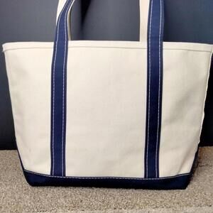 Vintage LL Bean Boat and Tote Canvas Bag USA Navy Medium Cotton L.L. Bean